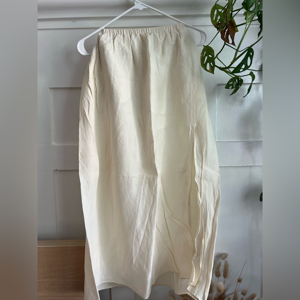 & Other Stories Cream linen blend midi Skirt